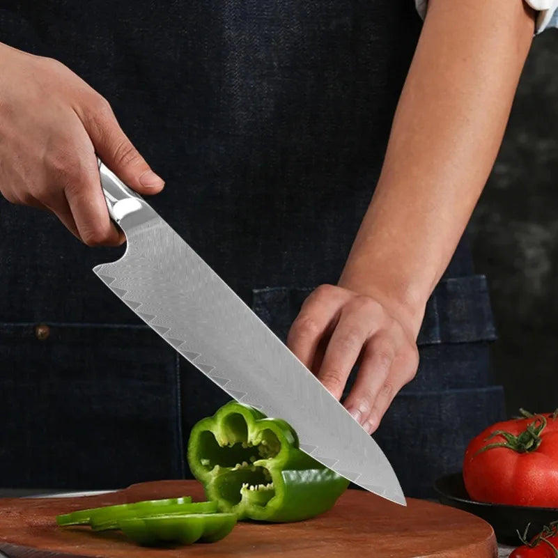 InLeung Damascus Steel Chef Knife – Cleaver & Slicer 19cm Damascus Kitchen Knife Axl