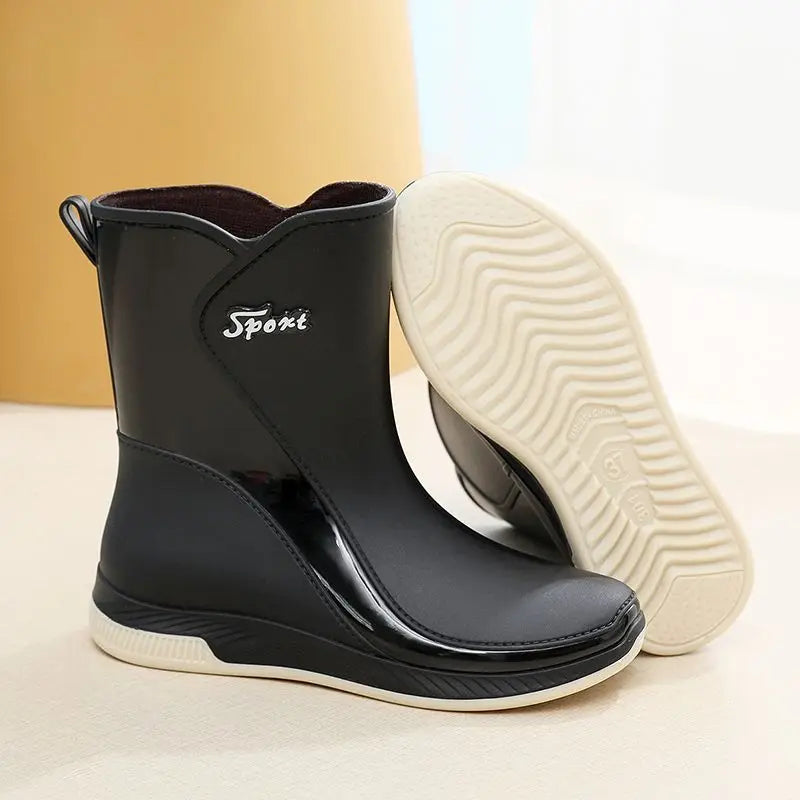 Lorilury Women's Mid-Calf Rain Boots – Waterproof Non-Slip PVC Women's Rain Boots Axl