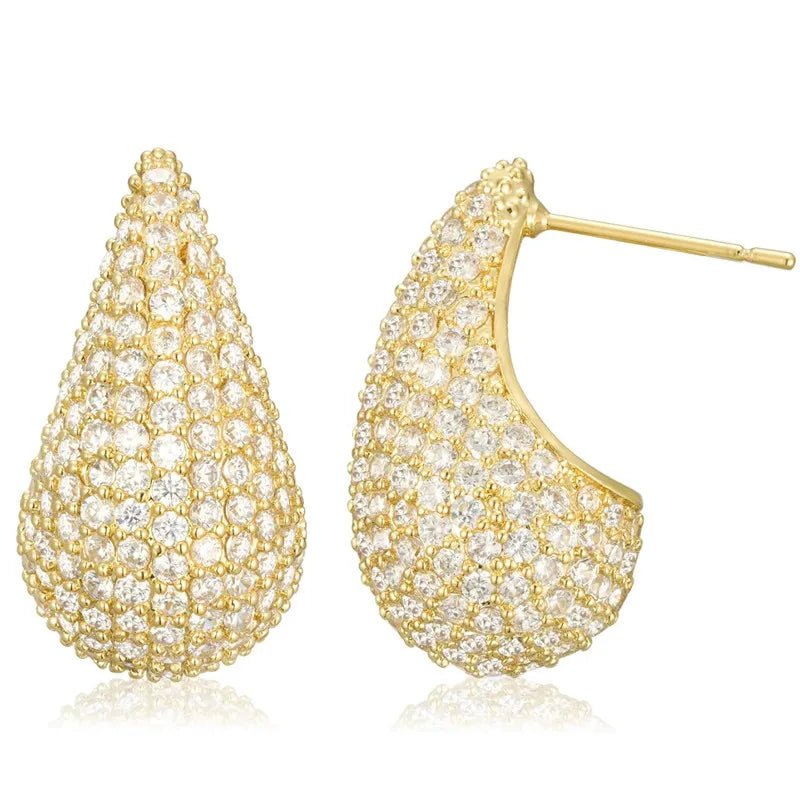 Huitan Waterdrop CZ Drop Earrings | Silver & Gold Women's Fashion Drop Earrings Axl