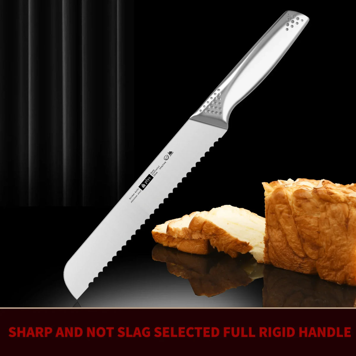 PLYS Stainless Steel Bread Knife – Cake, Fruit & Baking Slicer Bread Knife Axl Style B