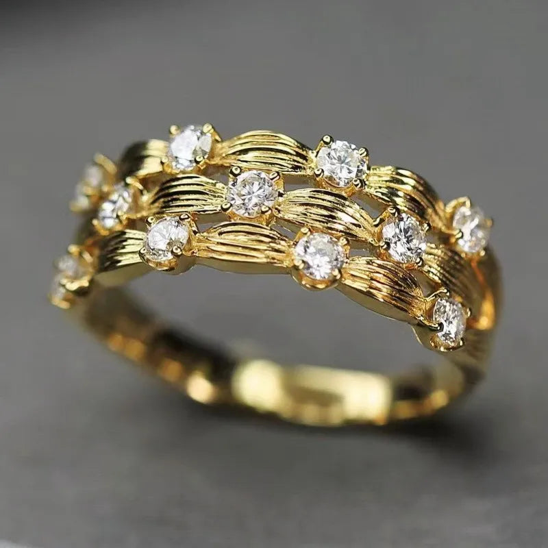 Huitan Women's CZ Wedding Ring – Paved Cubic Zirconia Band CZ Wedding Ring Axl Q226 6