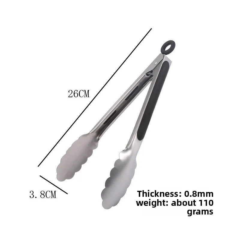 Stainless Steel BBQ Tongs – Heat Resistant Grill & Kitchen Clips BBQ Kitchen Tongs Axl 9Inch Black