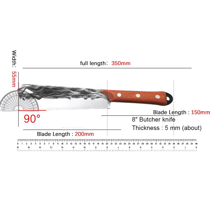 InLeung Hand Forged Chef Cleaver Knife – Wood Handle, Steel Chef Cleaver Knife Axl