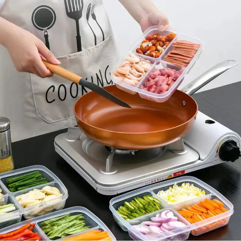 4-Compartment Airtight Fridge Storage Box | Food Crisper Food Storage Container Axl