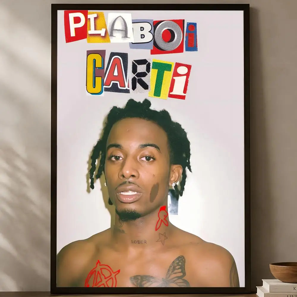 Playboi Carti HD Wall Poster – Self-Stick Waterproof Wall Art Wall Art Poster Axl White12 40X50cmNoframe