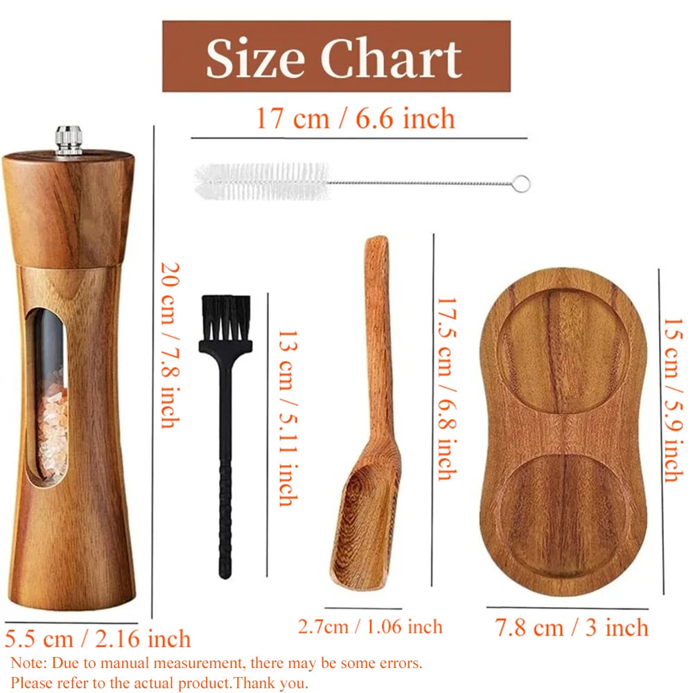 Wooden Salt & Pepper Grinder Mill Set | Adjustable Ceramic Salt & Pepper Mill Axl