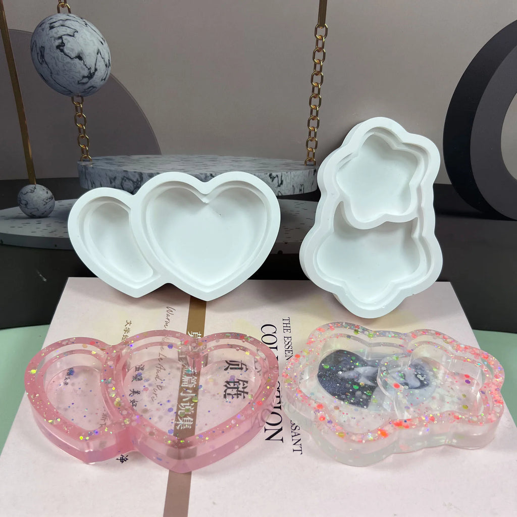 Silicone Resin Molds – Heart, Star & Cloud Coaster Tray DIY Silicone Craft Mold Axl