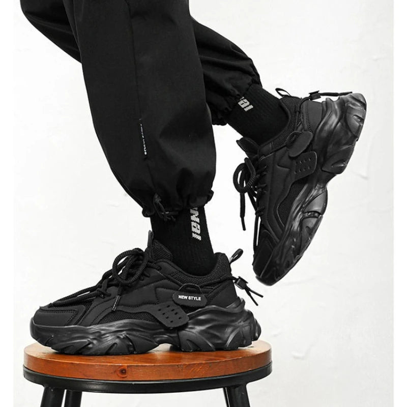 Men's Chunky Sneakers – Breathable Thick Sole Lace-Up Shoes Chunky Sneakers Axl