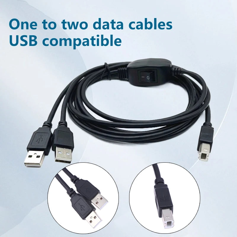2-in-1 USB A to B Printer Splitter Cable for 2 Computers USB Printer Cable Axl