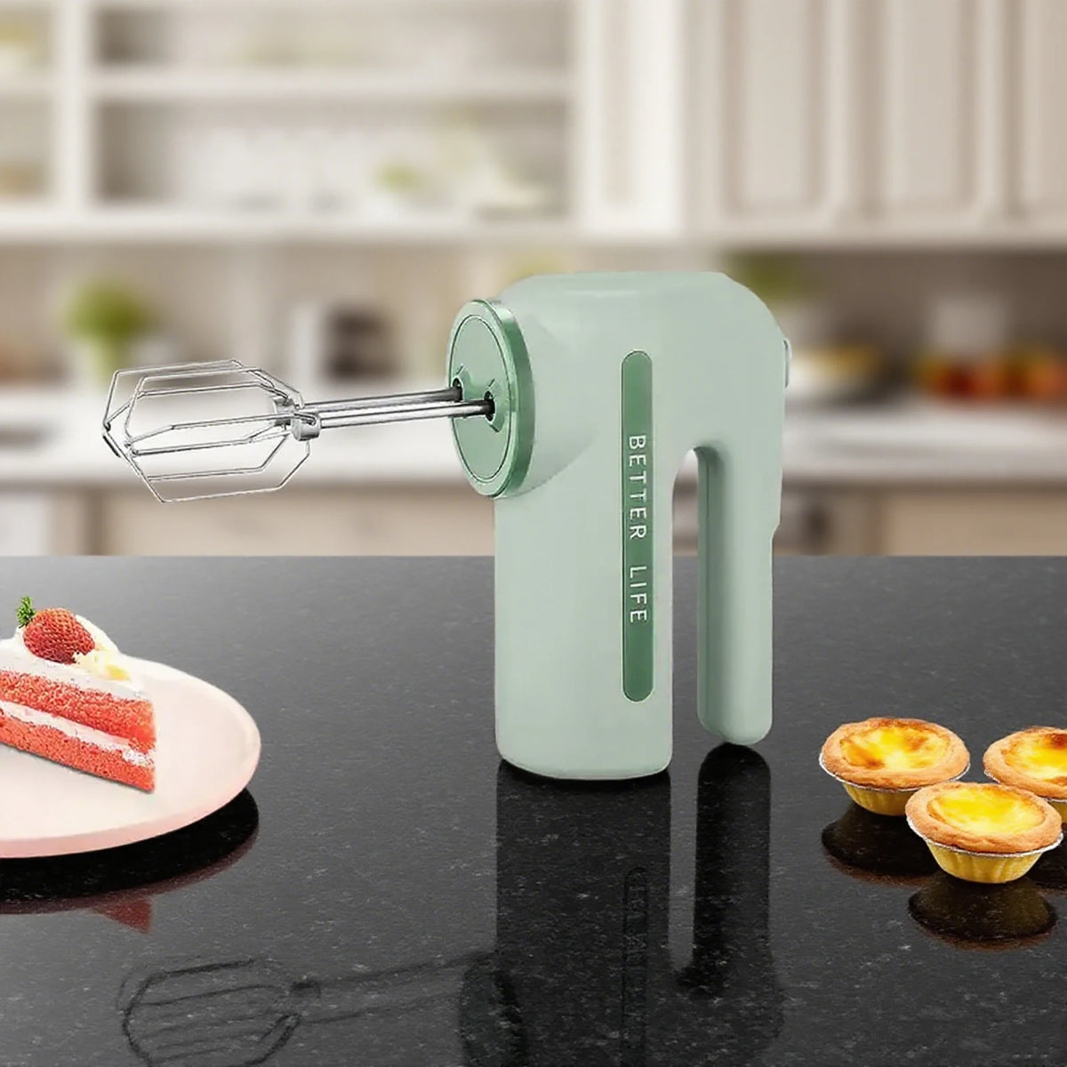 ONEKA Cordless Handheld Mixer 5-Speed with 2 Whisks | Baking Handheld Electric Mixer Axl Green