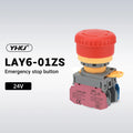 22mm Latching Emergency Stop Push Button Switch 1NO1NC Mushroom Push Button Switch Axl 24V