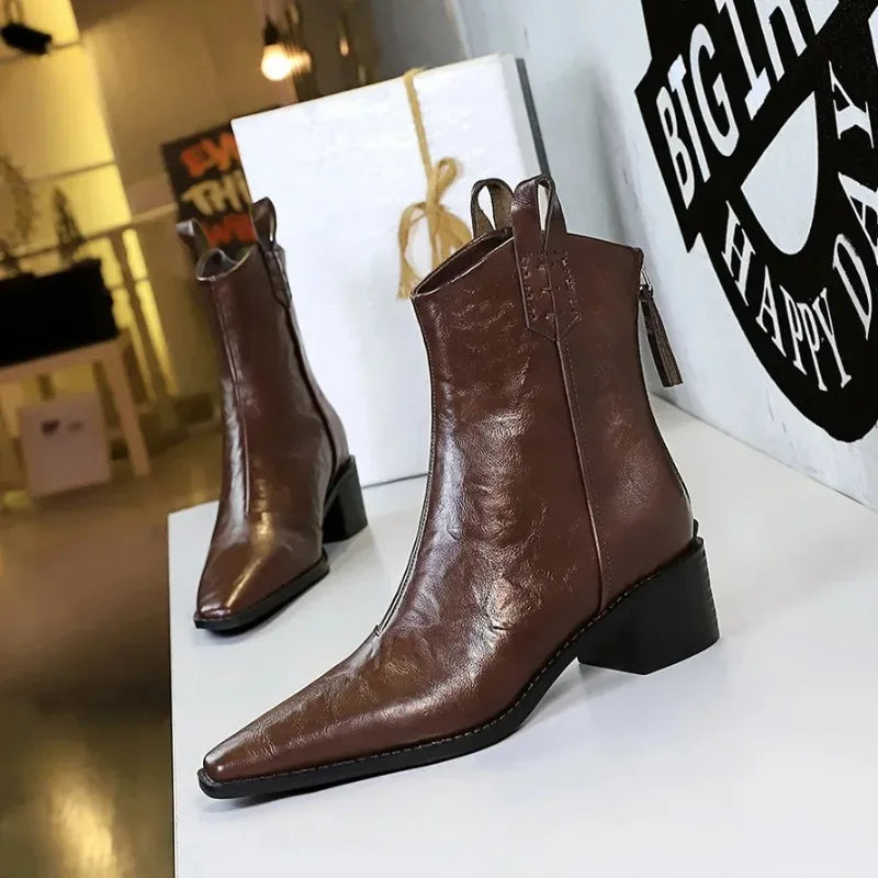 Women's Pointed Toe Chelsea Ankle Boots High Heel Zip Chelsea Ankle Boots Axl