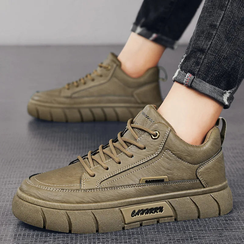Men's Vintage British Style Lace-Up Casual Shoes – Thick Sole Men's Casual Shoes Axl