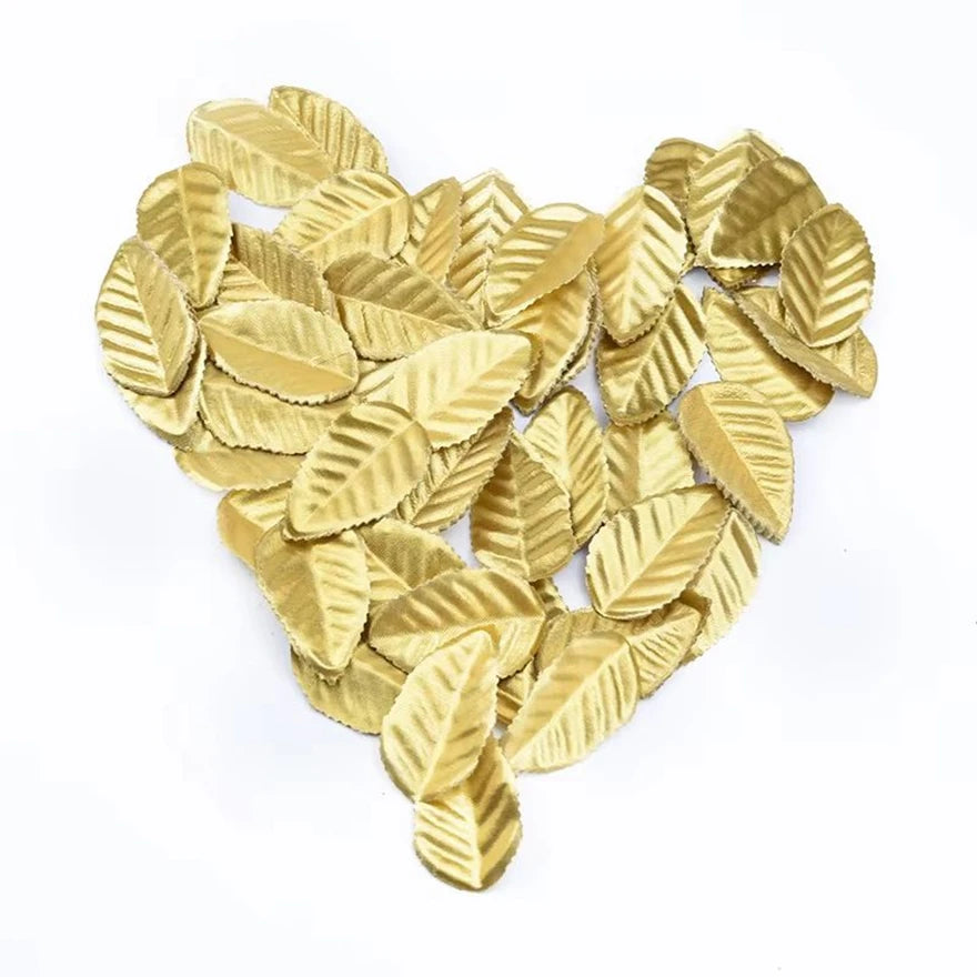 100/200 Pcs Silk Rose Gold Leaves – Artificial Flower Décor Artificial Silk Leaves Axl