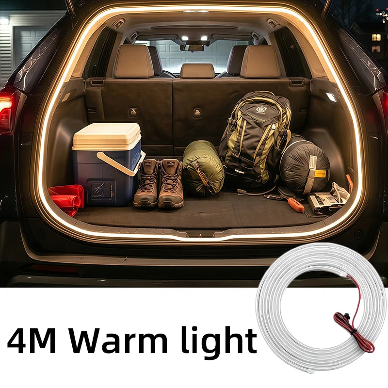 Car Trunk LED Light Strip – Auto-Sensing Ambient Interior Light Car LED Light Strip Axl 4M Warm light.