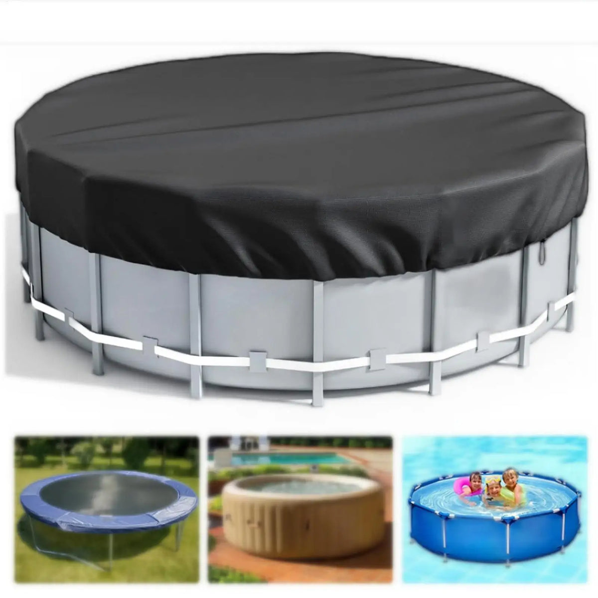 Round Pool Cover – Waterproof UV-Resistant Oxford, Foldable Round Pool Cover Axl