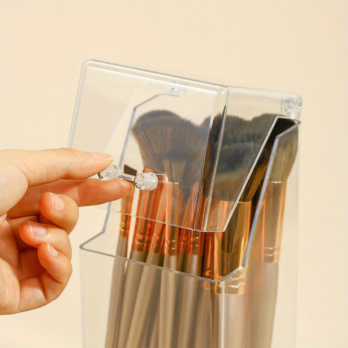 Clear Acrylic Makeup Brush Organizer – Large Capacity Storage Makeup Brush Organizer Axl