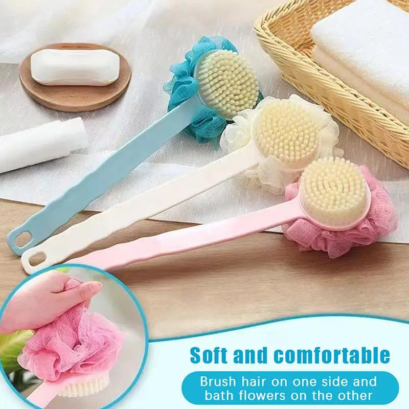 Long Handle Bath Body Brush – Loofah & Bristles Shower Scrubber Bath Body Brush Axl