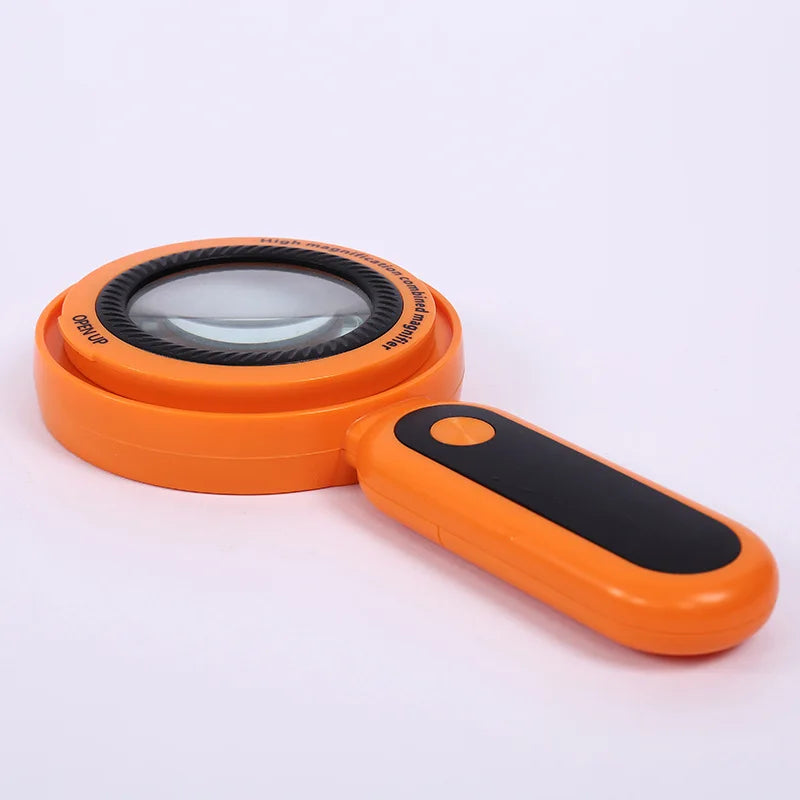 Dual Lens Handheld Magnifier with LED – 10X & 30X LED Handheld Magnifier Axl orange