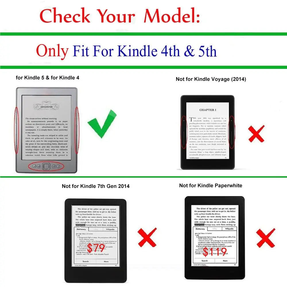 PU Leather Folio Case for Kindle 4th/5th Gen – Magnetic Cover E-Reader Folio Case Axl