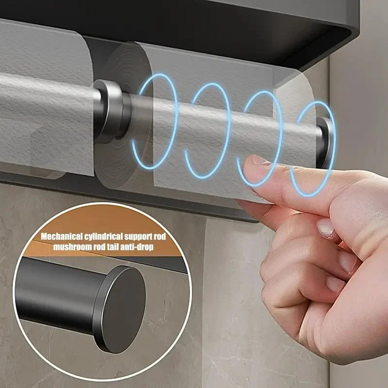 Aluminum Toilet Paper Holder with Storage Shelf | Bathroom Toilet Paper Holder Axl