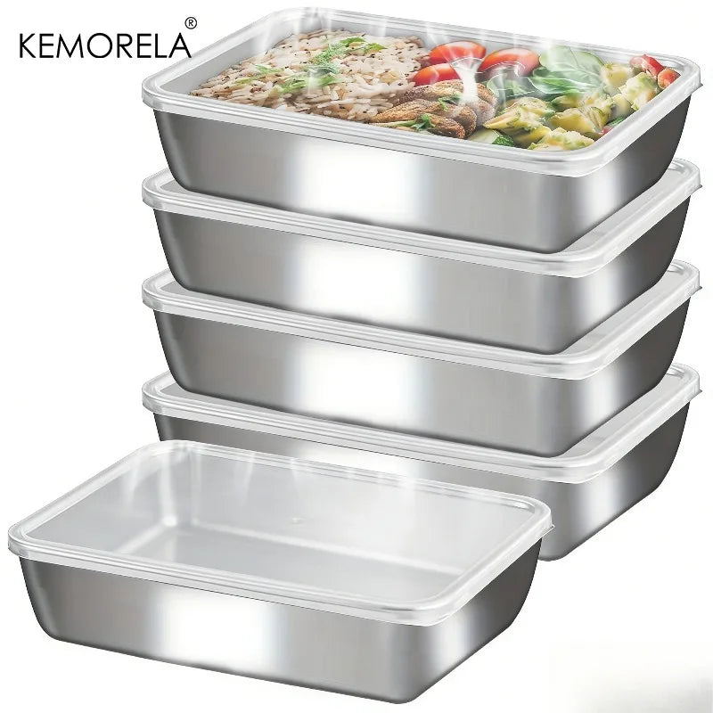 5-Pc Stainless Steel Leakproof Stackable Lunch Box Set Food Storage Containers Axl 5PCS