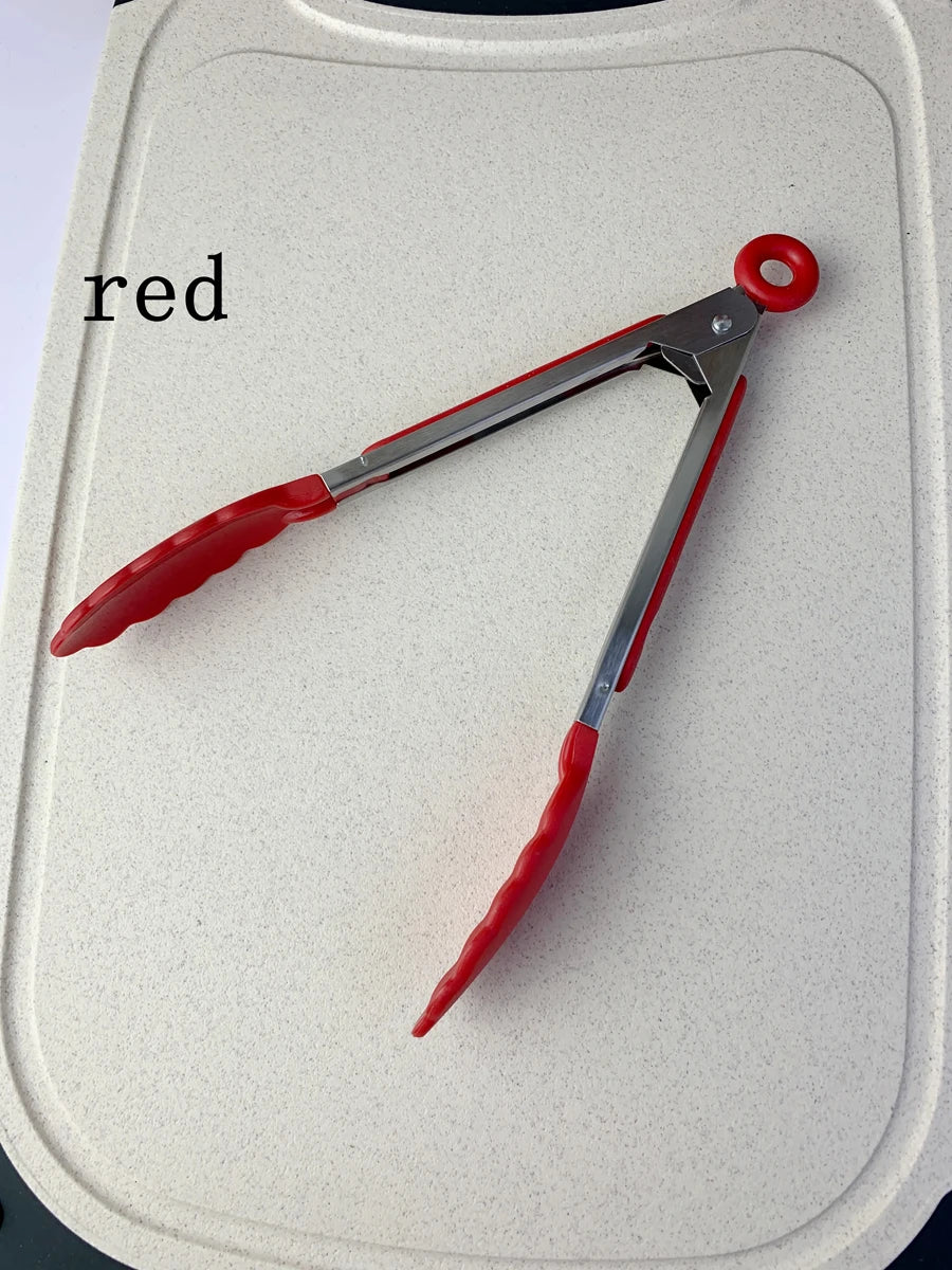 Stainless Steel Silicone Cooking Tongs – Anti-Slip BBQ Clip Kitchen Cooking Tongs Axl 1Pcs Red-885