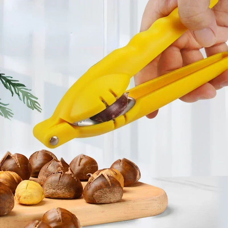 2-in-1 Chestnut Nutcracker & Sheller – Stainless Steel Nut Tool Nutcracker Kitchen Tool Axl
