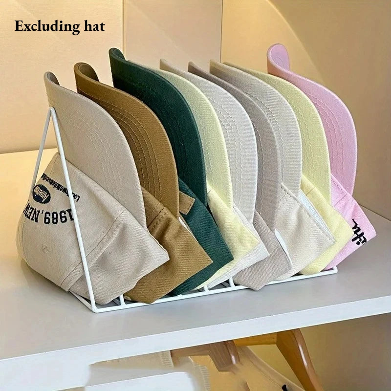 Wrought Iron Hat Storage Rack – Layered Cap Display Stand Hat Display Rack Axl White-1pc