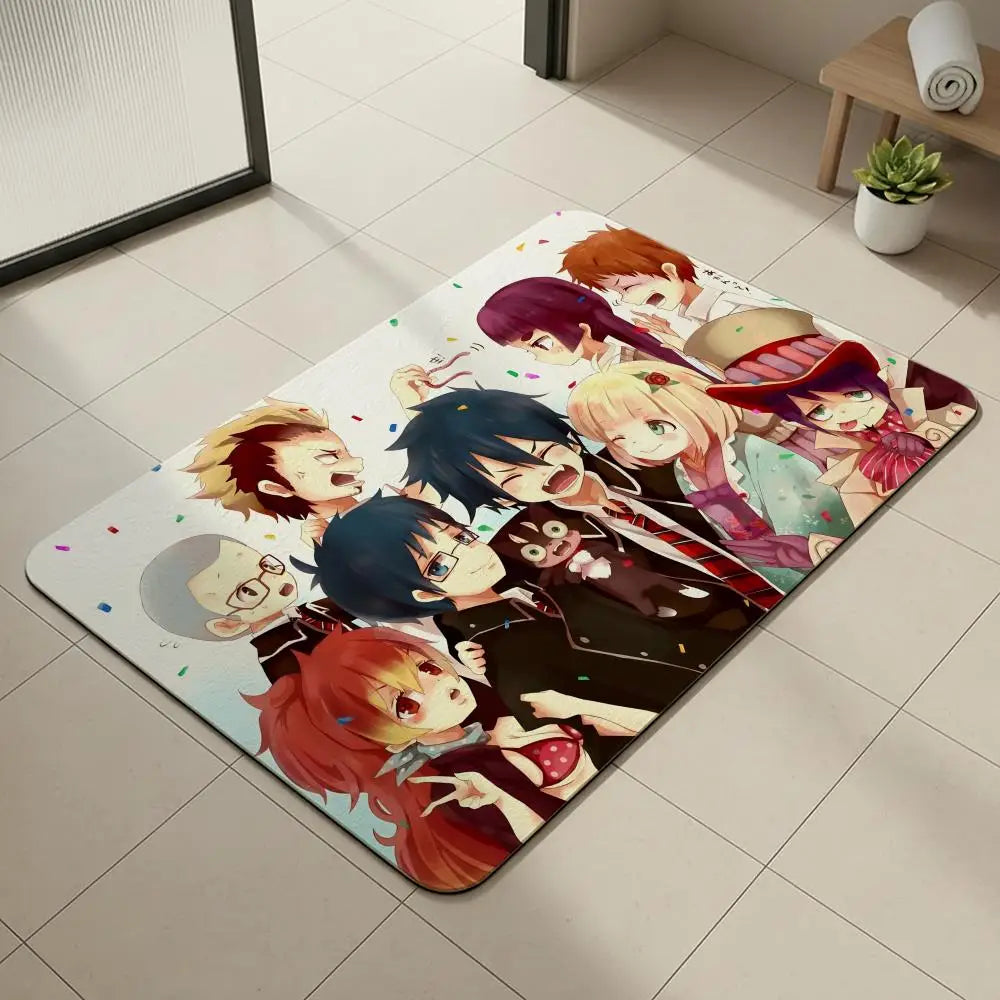 Blue Exorcist Anime Diatomite Bath Mat – Quick Dry Non-Slip Anime Bath Mat Axl White6 40x60cm