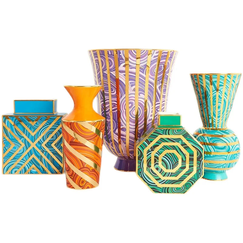 Luxury Gold Ceramic Flower Vase – Large Tall Nordic Décor Decorative Ceramic Vase Axl