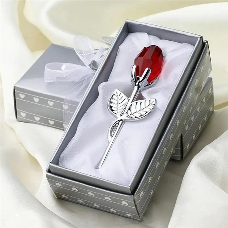 Mini Crystal Rose Artificial Flower – Elegant Home Decor Gift Crystal Flower Ornament Axl