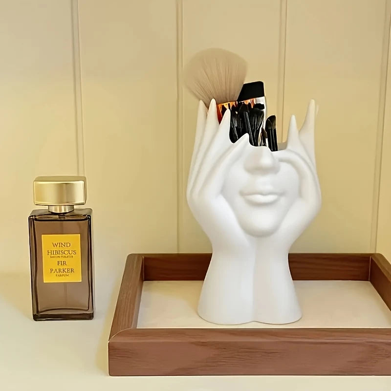 Human Body Art Makeup Brush & Pen Holder – Vinyl Desk Organizer Desk Organizer Axl