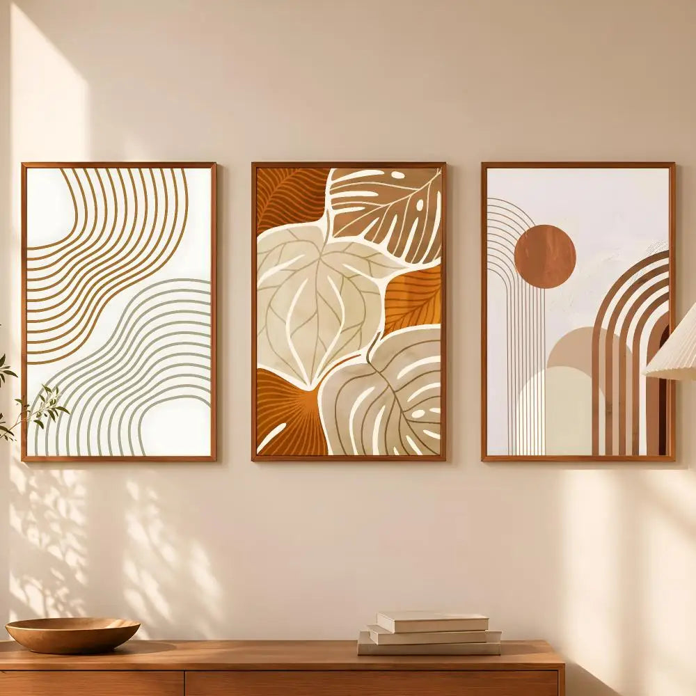 Boho Beige Abstract Self-Stick Wall Art Poster | Waterproof Wall Art Poster Axl