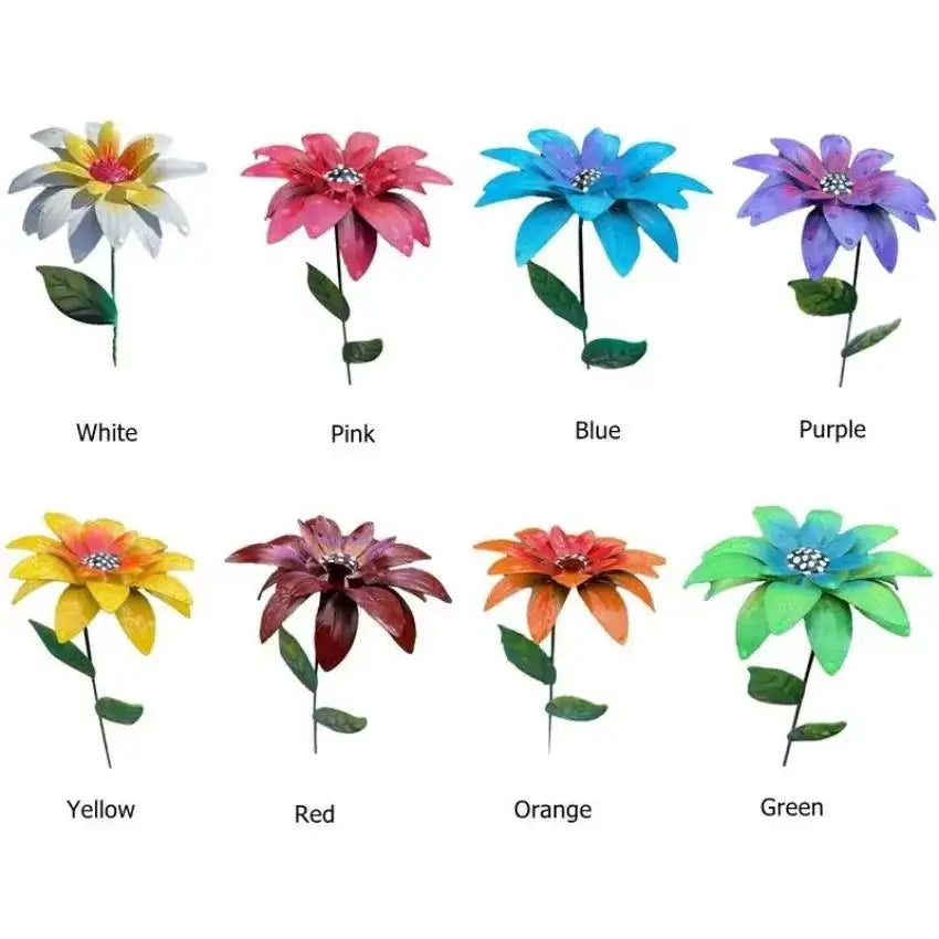 Rustproof Metal Flower Garden Stakes – Colorful Yard Lawn Art Garden Stake Decor Axl
