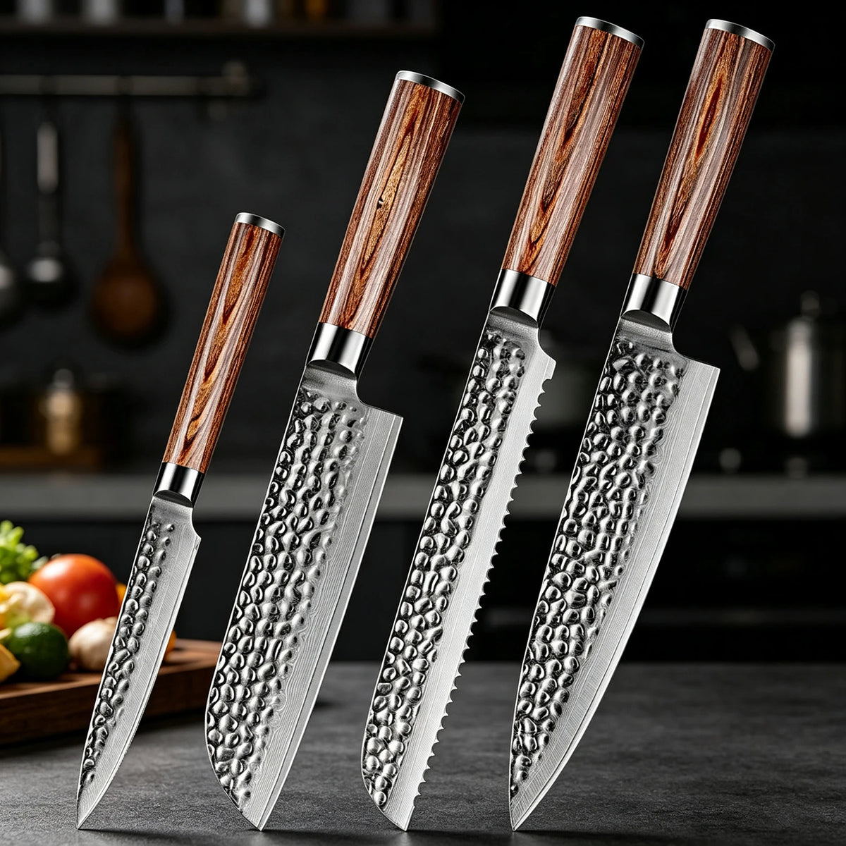 XITUO 5-Piece Damascus Steel Knife Set – Chef & Santoku Damascus Knife Set Axl 4PCS Knife