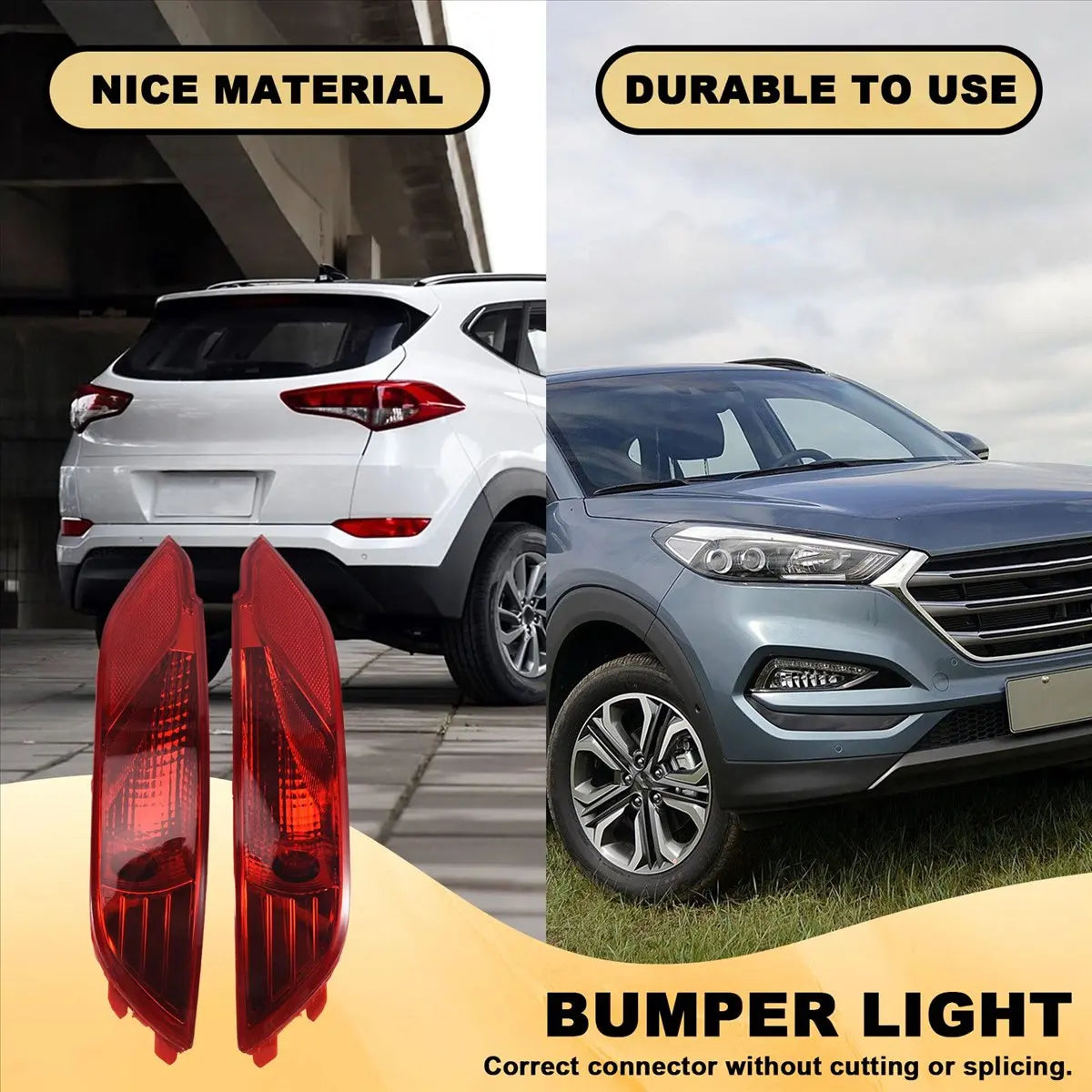 Hyundai Tucson 2015–2018 Rear Bumper Reflector Taillights Pair Rear Bumper Reflector Axl