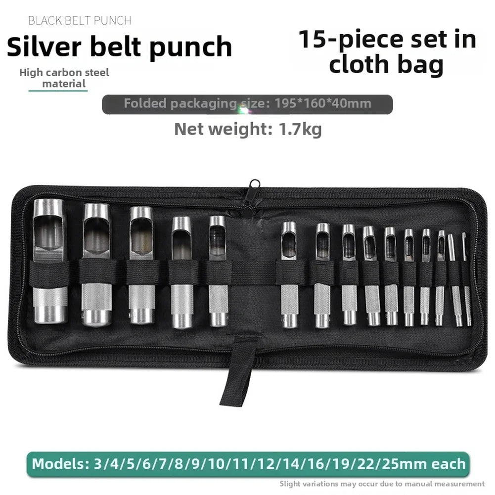 Round Hole Punch Hollow Cutter Set 12/15pc – Leather Craft Tool Leather Punch Set Axl 15pcs China Mainland