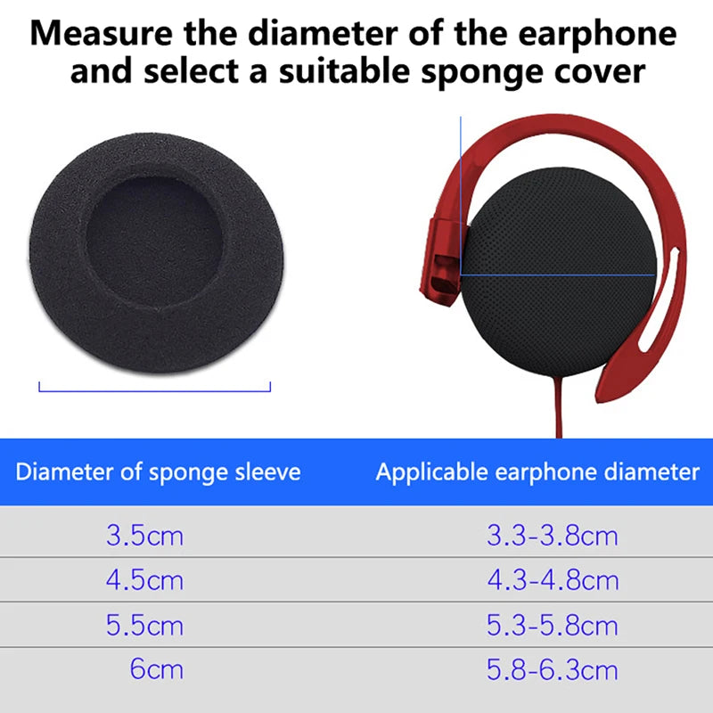 10-Pack Foam Ear Pads for Earhook Headphones – 35 to 60mm Headphone Ear Pads Axl