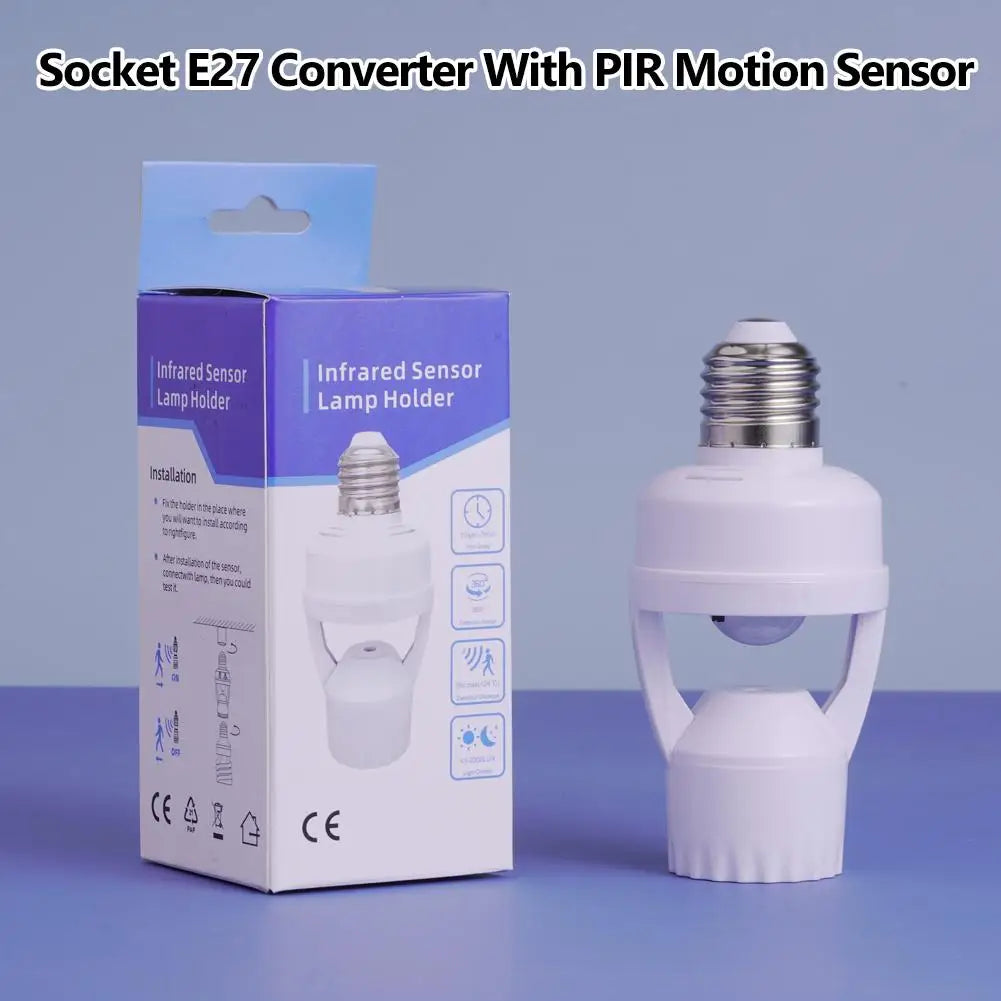 E27 PIR Motion Sensor Lamp Holder – Auto On/Off Light Socket Motion Sensor Socket Axl