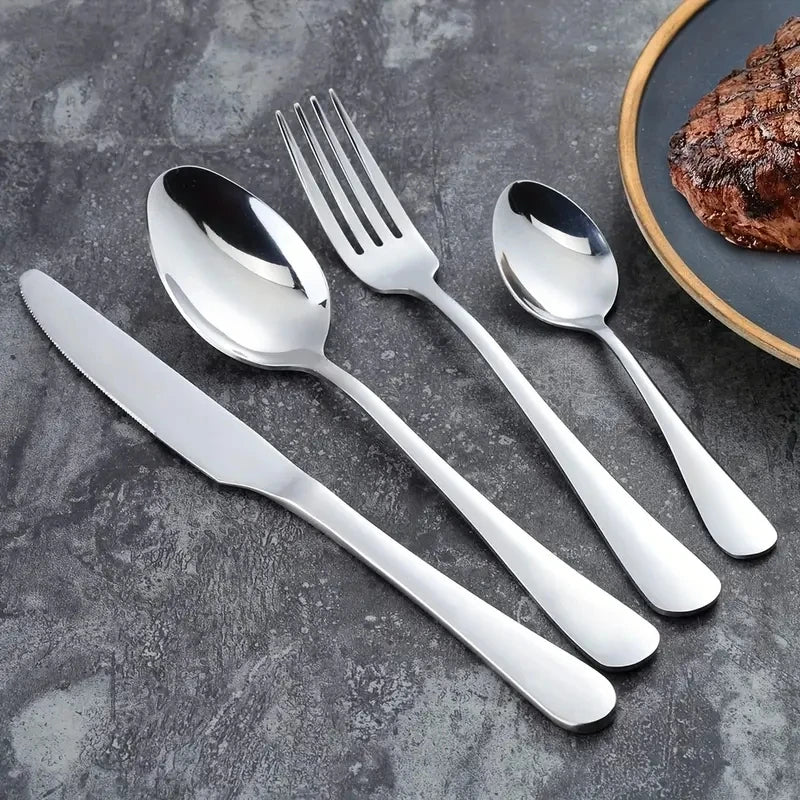 16-Piece Stainless Steel Cutlery Set – Knives, Forks & Spoons Flatware Set Axl