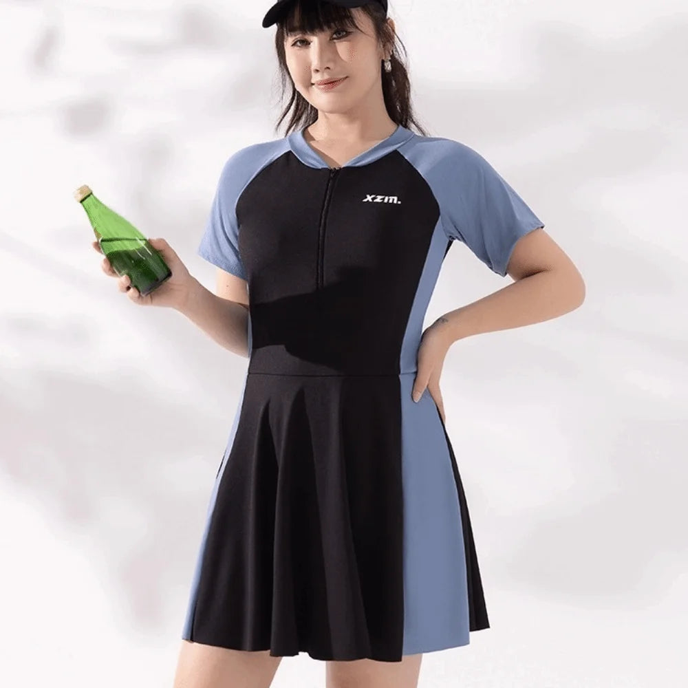 Women's Short Sleeve Swimsuit – Loose Milk Ice Silk Cover-Up Women's Swimsuit Axl
