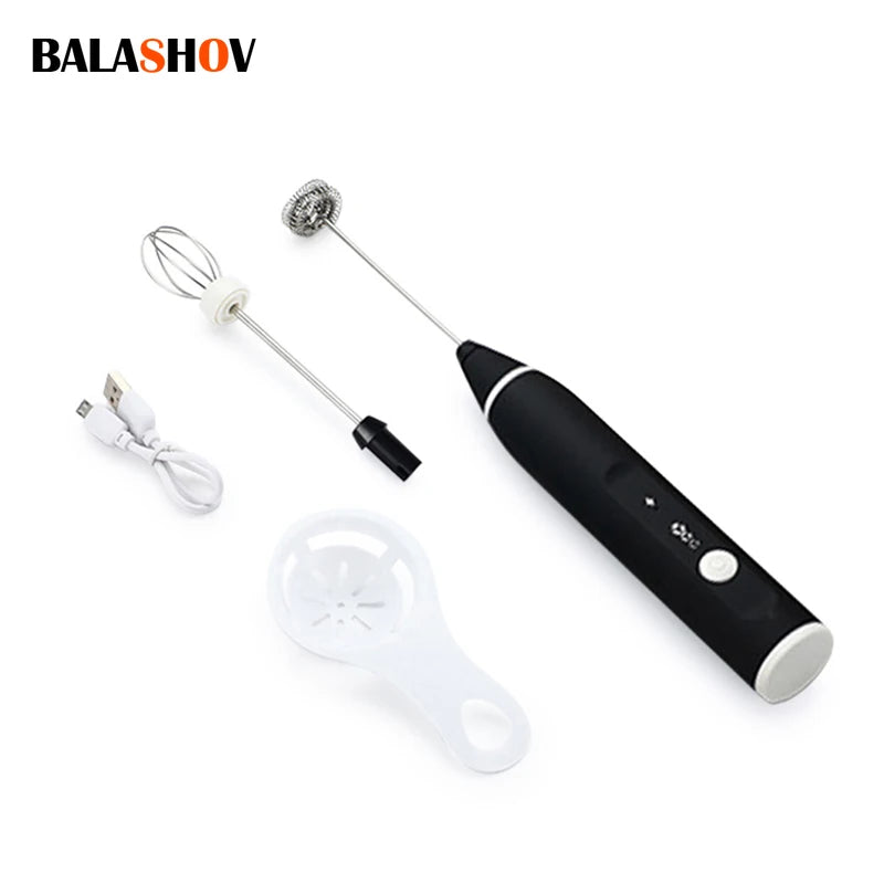 BALASHOV USB Rechargeable Milk Frother – 3-Speed Handheld Whisk Handheld Milk Frother Axl