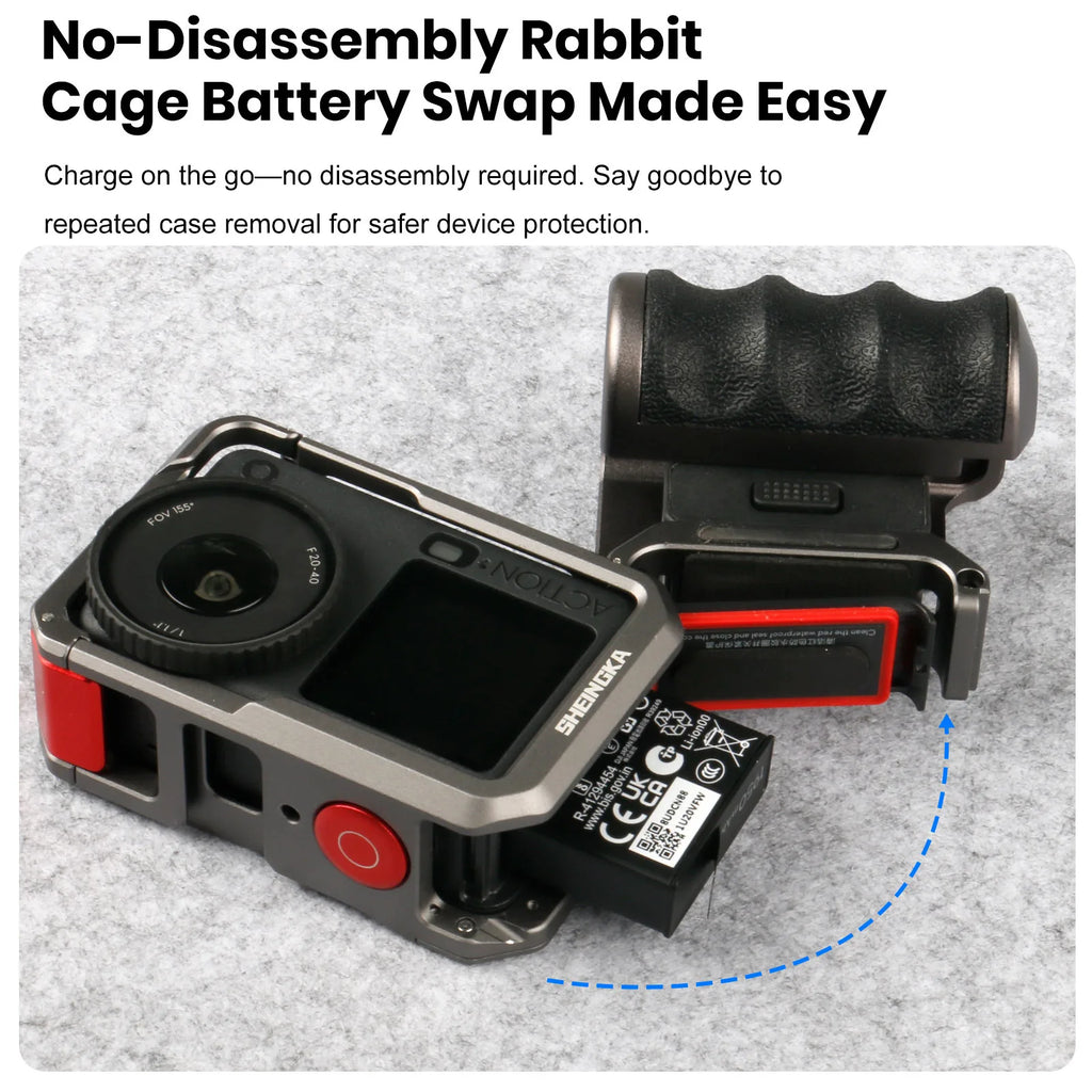 Street Grip Vlog Handle for DJI Osmo Action 6 – Rabbit Cage Kit Camera Grip Cage Kit Axl