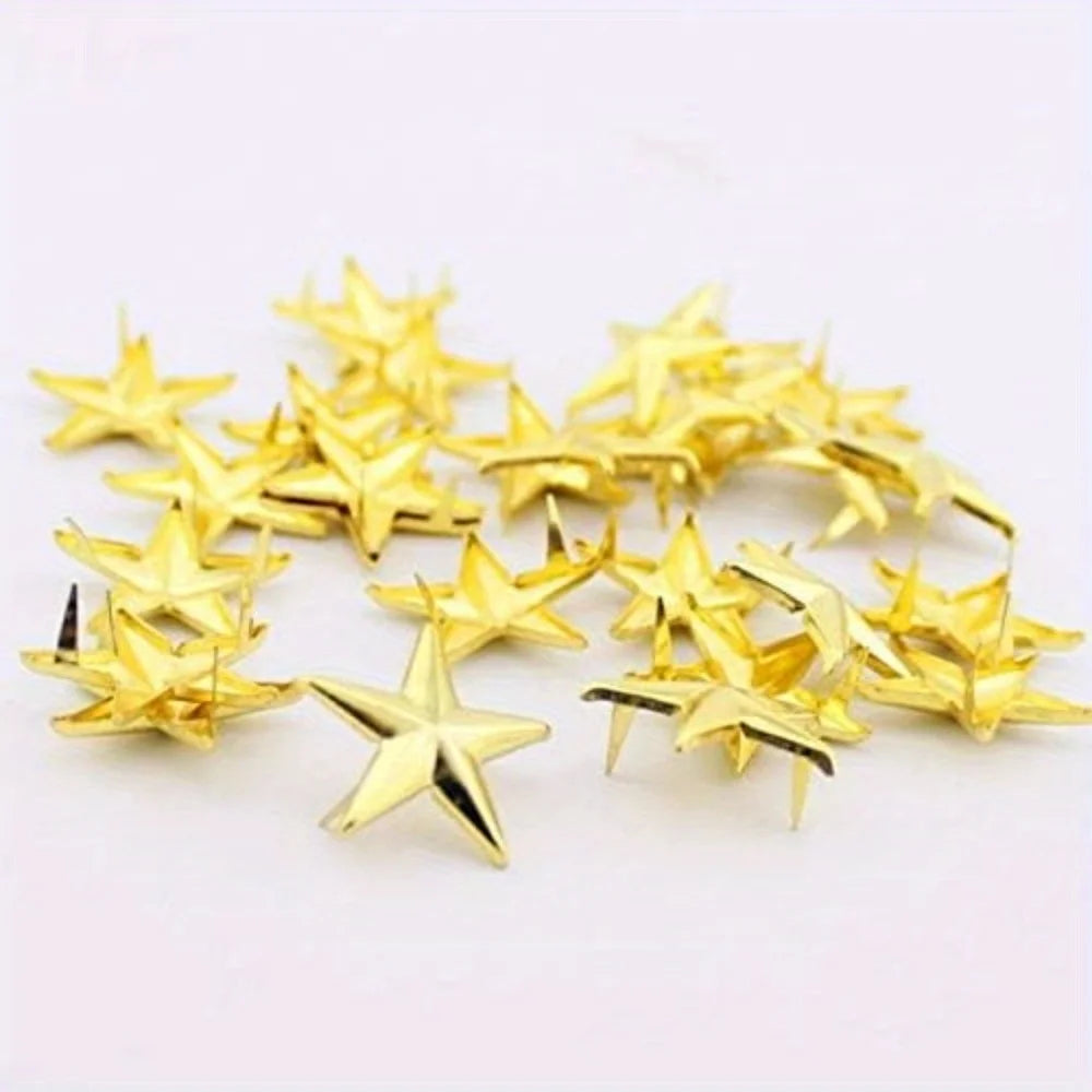 100 Pcs Star Studs & Rivets – DIY Bags, Clothing & Leather Craft DIY Craft Studs Axl golden