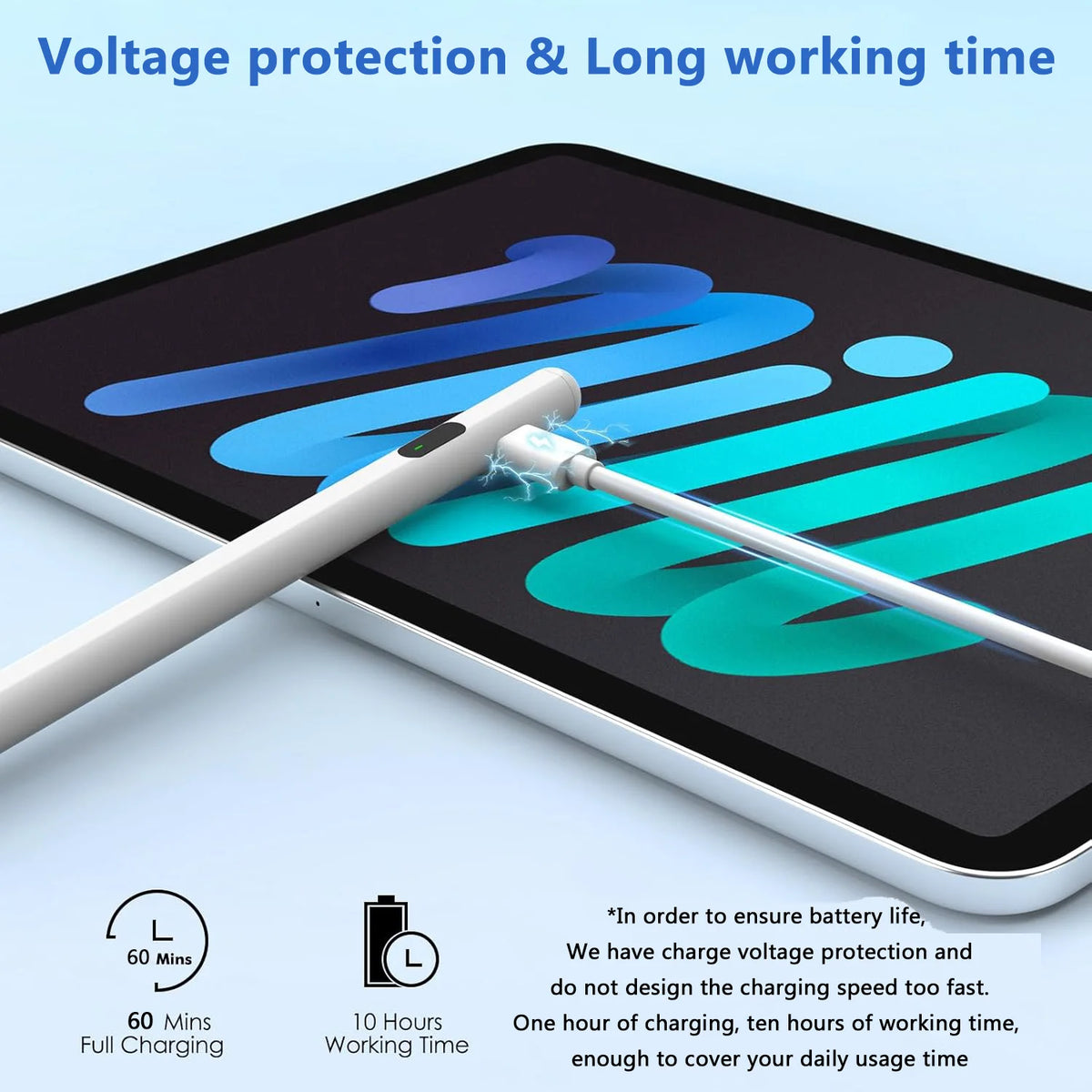 iPad Stylus Pen – LED Power, Palm Rejection, Tilt 2018–2025 iPad Stylus Pen Axl
