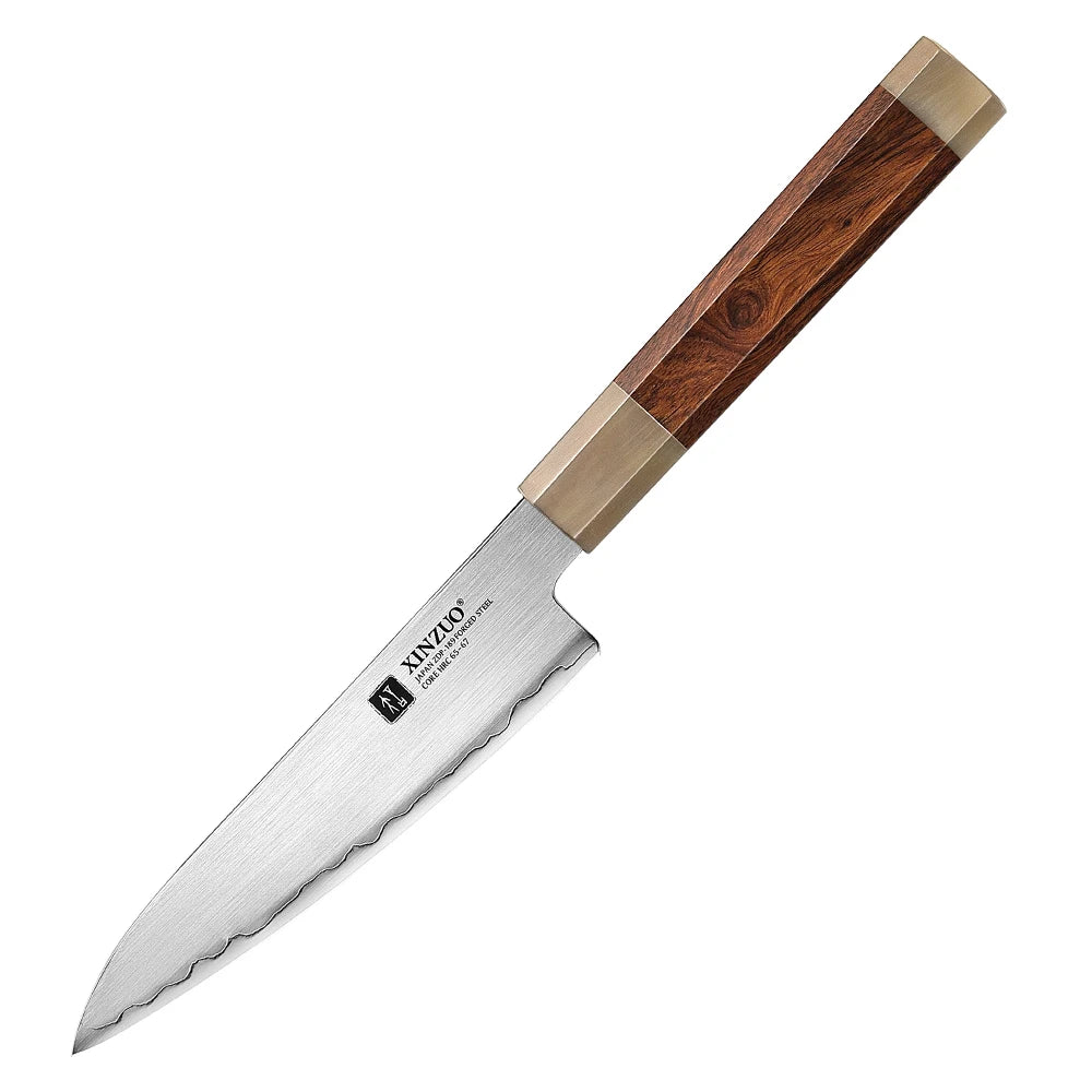 XINZUO 5.5" ZDP-189 Utility Knife – Ironwood & Bull Horn Handle Utility Kitchen Knife Axl Knife