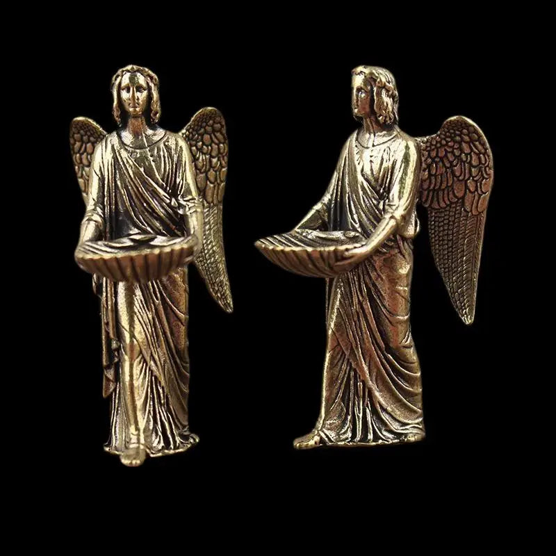 European Guardian Angel Figurine – Brass Wing Statue Home Decor Decorative Figurine Axl