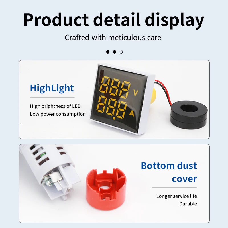 22MM AC Digital Panel Meter – Voltage Current Frequency Temp LED Digital Panel Meter Axl