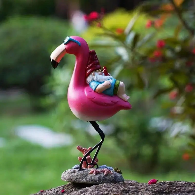 Cartoon Flamingo Garden Statue – Resin Lawn & Patio Ornament Garden Statue Axl